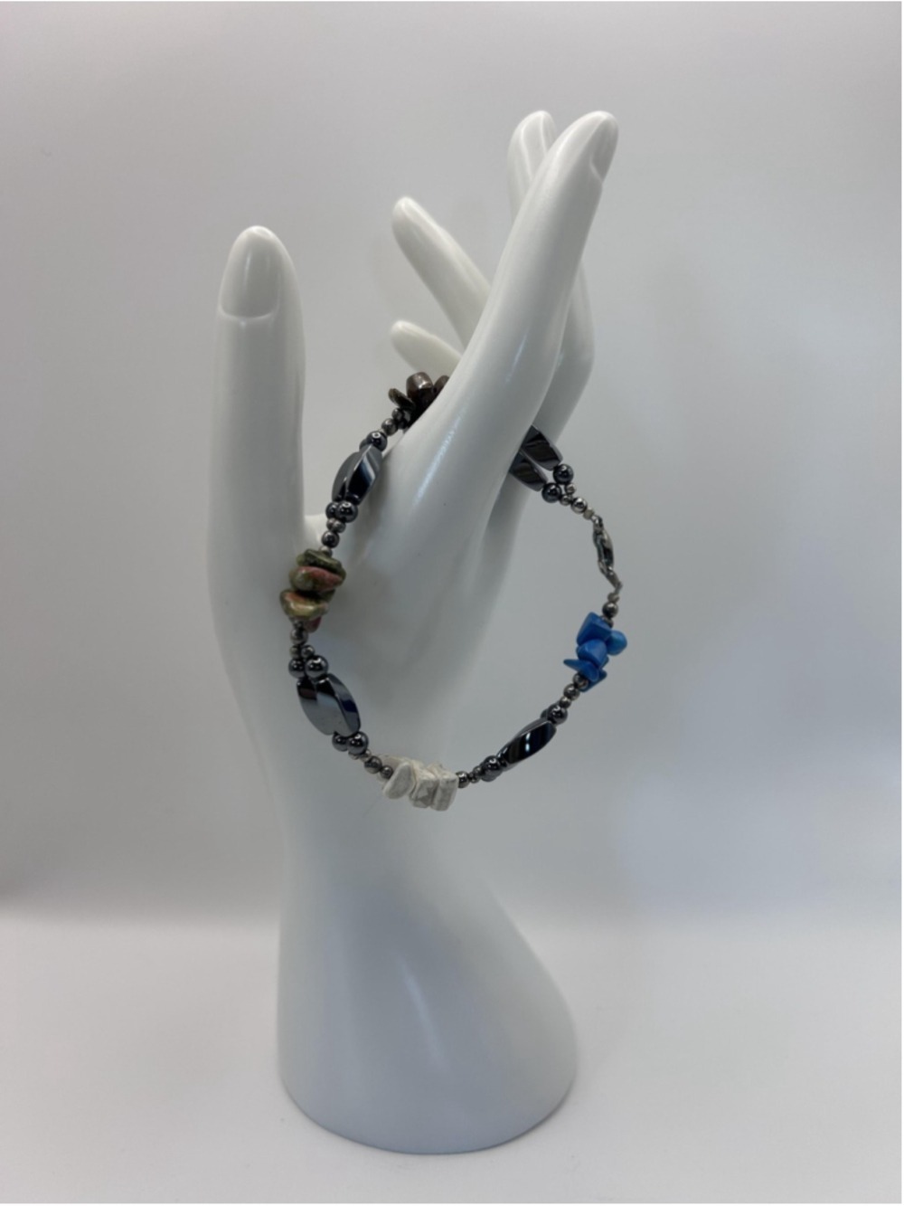 Bracelet Hematite Beaded‎ Multicolor Gemstone Chip Boho 7 Inch Fashion Jewelry